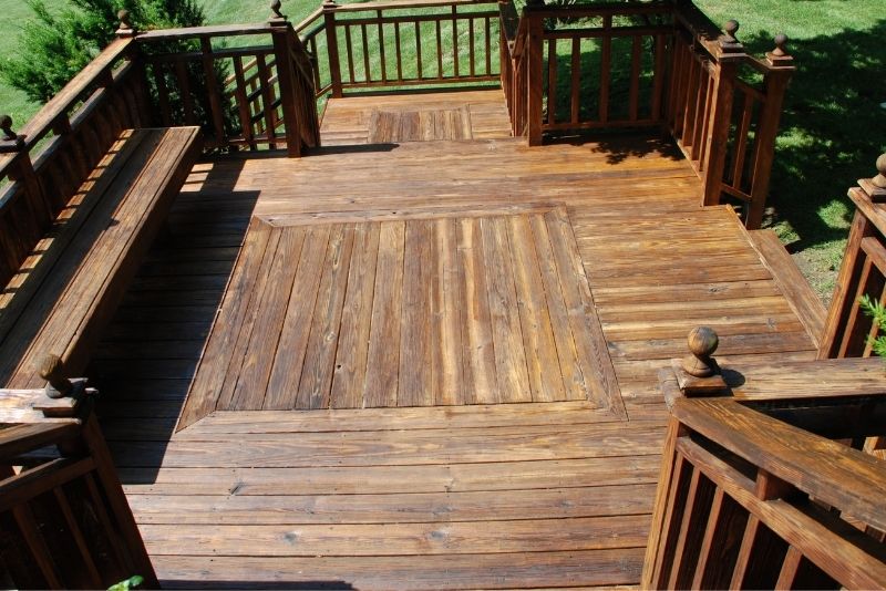 warped timber deck